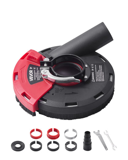 VEVOR Grinding Dust Shroud for Angle Grinder, Universal 4-5 in, Surface Grinder Dust Shroud with 6 Clamping Washers, Connect to Vacuum Cleaner, Suitable for Grinding Wood Concrete Wall Stone - DMKFCZDMKBTMFH5K1001V0 - view 1