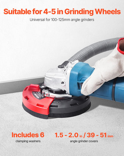 VEVOR Grinding Dust Shroud for Angle Grinder, Universal 4-5 in, Surface Grinder Dust Shroud with 6 Clamping Washers, Connect to Vacuum Cleaner, Suitable for Grinding Wood Concrete Wall Stone - DMKFCZDMKBTMFH5K1001V0 - view 3