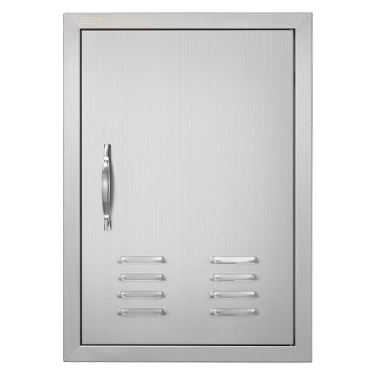 VEVOR BBQ Access Door, 17W x 24H Inch Single Outdoor Kitchen Door, Stainless Steel Flush Mount Door, Wall Vertical Door with Handle, Vents and Hook, for BBQ Island, Grilling Station, Outside Cabinet - DMMBSCJMYS174SL0UV0 - view 1