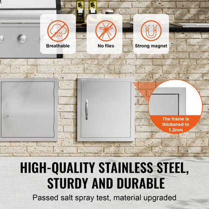 VEVOR BBQ Access Door, 18W x 20H Inch Single Outdoor Kitchen Door, Stainless Steel Flush Mount Door, Wall Vertical Door with Handle and Hook, for BBQ Island, Grilling Station, Outside Cabinet - DMMBSCJMYS18Q96CIV0 - view 4