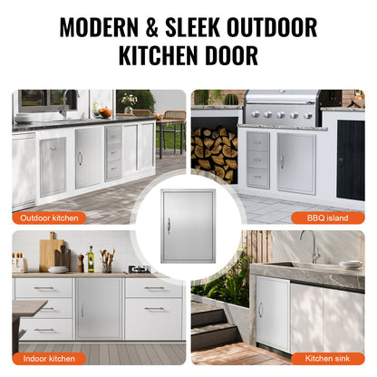 VEVOR BBQ Access Door, 20W x 27H Inch Single Outdoor Kitchen Door, Stainless Steel Flush Mount Door, Wall Vertical Door with Handle, for BBQ Island, Grilling Station, Outside Cabinet - DMMBSCJMYS20IJMLFV0 - view 7