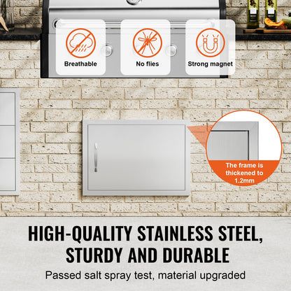 VEVOR BBQ Access Door, 24W x 17H Inch Single Outdoor Kitchen Door, Stainless Steel Flush Mount Door, Wall Vertical Door with Handle, for BBQ Island, Grilling Station, Outside Cabinet - DMMBSCJMYS24LQ87IV0 - view 4