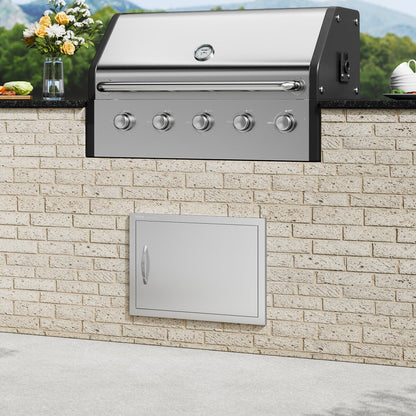 VEVOR BBQ Access Door, 24W x 17H Inch Single Outdoor Kitchen Door, Stainless Steel Flush Mount Door, Wall Vertical Door with Handle, for BBQ Island, Grilling Station, Outside Cabinet - DMMBSCJMYS24LQ87IV0 - view 9