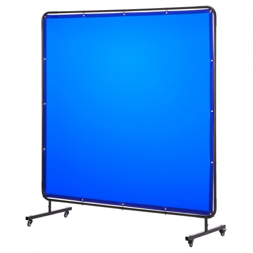 VEVOR Welding Screen with Frame, 6 x 6 FT Welding Curtain Screen, Flame-Resistant Vinyl Safety Protection Screens with Lockable Swivel Wheels & 6-Level UV Protection for Workshop/Industrial Use, Blue - DMPF1JZ66FTYYDKKS001V0 - view 2