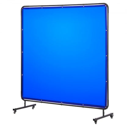 VEVOR Welding Screen with Frame, 6 x 6 FT Welding Curtain Screen, Flame-Resistant Vinyl Safety Protection Screens with Lockable Swivel Wheels & 6-Level UV Protection for Workshop/Industrial Use, Blue - DMPF1JZ66FTYYDKKS001V0 - view 2