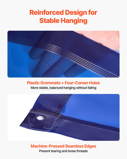 VEVOR Welding Screen with Frame, 6 x 6 FT Welding Curtain Screen, Flame-Resistant Vinyl Safety Protection Screens with Lockable Swivel Wheels & 6-Level UV Protection for Workshop/Industrial Use, Blue - DMPF1JZ66FTYYDKKS001V0 - view 6