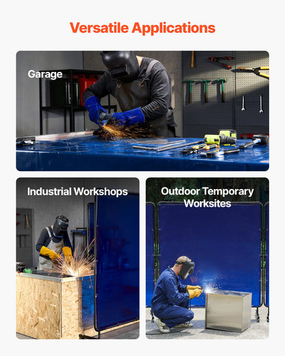 VEVOR Welding Screen with Frame, 6 x 6 FT Welding Curtain Screen, Flame-Resistant Vinyl Safety Protection Screens with Lockable Swivel Wheels & 6-Level UV Protection for Workshop/Industrial Use, Blue - DMPF1JZ66FTYYDKKS001V0 - view 7