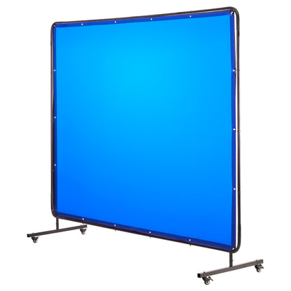 VEVOR Welding Screen with Frame, 6 x 8 FT Welding Curtain Screen, Flame-Resistant Vinyl Safety Protection Screens with Lockable Swivel Wheels & 6-Level UV Protection for Workshop/Industrial Use, Blue - DMPF1JZ68FTYFQJGS001V0 - view 1