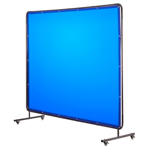 VEVOR Welding Screen with Frame, 6 x 8 FT Welding Curtain Screen, Flame-Resistant Vinyl Safety Protection Screens with Lockable Swivel Wheels & 6-Level UV Protection for Workshop/Industrial Use, Blue - DMPF1JZ68FTYFQJGS001V0 - view 2