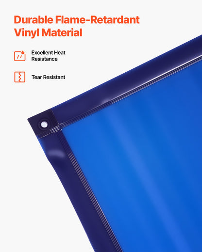 VEVOR Welding Screen with Frame, 6 x 8 FT Welding Curtain Screen, Flame-Resistant Vinyl Safety Protection Screens with Lockable Swivel Wheels & 6-Level UV Protection for Workshop/Industrial Use, Blue - DMPF1JZ68FTYFQJGS001V0 - view 5