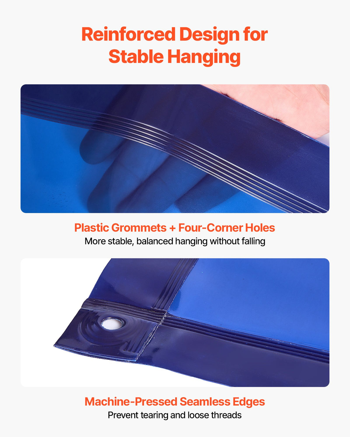 VEVOR Welding Screen with Frame, 6 x 8 FT Welding Curtain Screen, Flame-Resistant Vinyl Safety Protection Screens with Lockable Swivel Wheels & 6-Level UV Protection for Workshop/Industrial Use, Blue - DMPF1JZ68FTYFQJGS001V0 - view 6