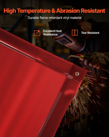 VEVOR 2PCS Welding Curtains, 6 x 8FT Welding Screen Curtain, Flame-Resistant Vinyl Safety Protective Screen with 6-Level UV Protection & Hanging Holes, Portable for Workshop/Industrial Use, Red - DMPF2JZ68FTWX6VDE001V0 - view 4