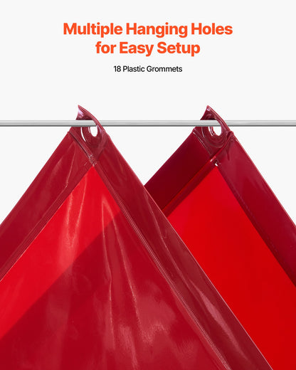 VEVOR 2PCS Welding Curtains, 6 x 8FT Welding Screen Curtain, Flame-Resistant Vinyl Safety Protective Screen with 6-Level UV Protection & Hanging Holes, Portable for Workshop/Industrial Use, Red - DMPF2JZ68FTWX6VDE001V0 - view 5