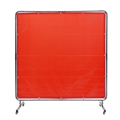 VEVOR Welding Screen with Frame, 6' x 6' Welding Curtain Screen, Flame-Resistant Vinyl Welding Protection Screen on 4 Swivel Wheels (2 Lockable), Moveable & Professional for Workshop/Industrial, Red - DMSHJPF6X6YCSUE9VV0 - view 2
