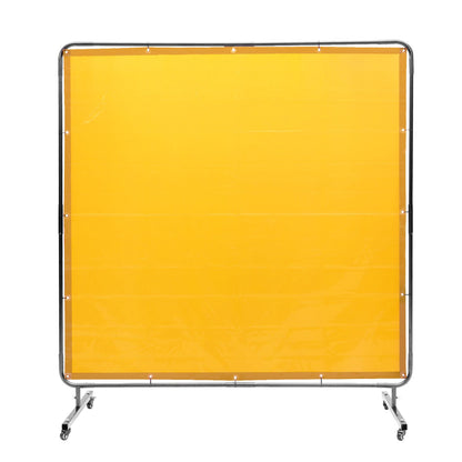 VEVOR Welding Screen with Frame, 6' x 6' Welding Curtain Screen, Flame-Resistant Vinyl Welding Protection Screen on 4 Swivel Wheel (2 Lockable), Moveable & Professional for Workshop/Industrial, Yellow - DMSHJPF6X6YCWE2S4V0 - view 1