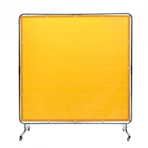VEVOR Welding Screen with Frame, 6' x 6' Welding Curtain Screen, Flame-Resistant Vinyl Welding Protection Screen on 4 Swivel Wheel (2 Lockable), Moveable & Professional for Workshop/Industrial, Yellow - DMSHJPF6X6YCWE2S4V0 - view 2