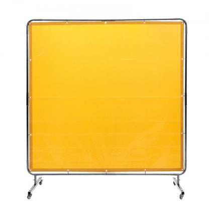 VEVOR Welding Screen with Frame, 6' x 6' Welding Curtain Screen, Flame-Resistant Vinyl Welding Protection Screen on 4 Swivel Wheel (2 Lockable), Moveable & Professional for Workshop/Industrial, Yellow - DMSHJPF6X6YCWE2S4V0 - view 2