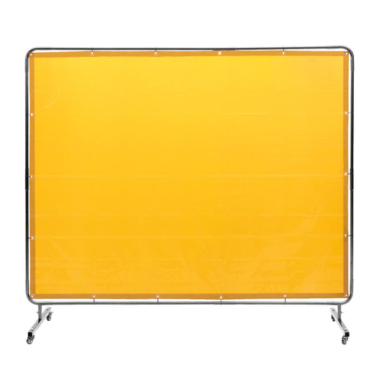 VEVOR Welding Screen with Frame, 6' x 8' Welding Curtain Screen, Flame-Resistant Vinyl Welding Protection Screen on 4 Swivel Wheel (2 Lockable)