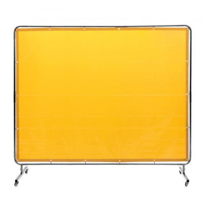VEVOR Welding Screen with Frame, 6' x 8' Welding Curtain Screen, Flame-Resistant Vinyl Welding Protection Screen on 4 Swivel Wheel (2 Lockable), Moveable & Professional for Workshop/Industrial, Yellow - DMSHJPF6X8YC6Z0XNV0 - view 2