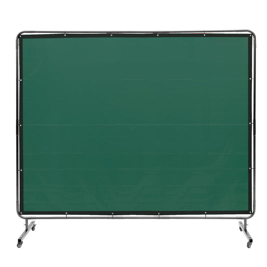 VEVOR Welding Screen with Frame, 6' x 8' Welding Curtain Screen, Flame-Resistant Vinyl Welding Protection Screen on 4 Swivel Wheels (2 Lockable)