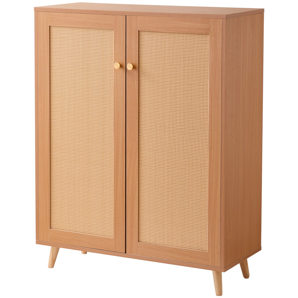 VEVOR Rattan Shoe Cabinet, 5 Tiers Shoe Storage Organizer with 2 Doors and Adjustable Shelves, 40.35" Tall Rattan Shoe Storage Entryway Cabinet Ideal for Entryway, Closet, Hallway, Light Wood Color - DMTBXJ2M293718WI7V0 - view 10