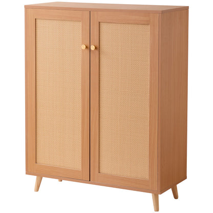 VEVOR Rattan Shoe Cabinet, 5 Tiers Shoe Storage Organizer with 2 Doors and Adjustable Shelves, 40.35" Tall Rattan Shoe Storage Entryway Cabinet Ideal for Entryway, Closet, Hallway, Light Wood Color - DMTBXJ2M293718WI7V0 - view 10