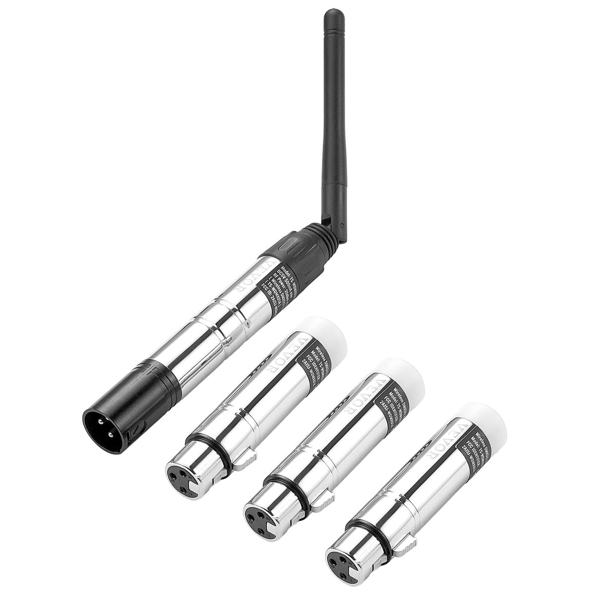 VEVOR DMX Wireless Receiver, 3 Receivers & 1 Transmitter, 2.4G ISM Band, 656 ft Transmission Range, with Bag and Adapter, Wireless Stage Lighting Control, for LED Stage Party DJ Bar Lighting, Silver - DMXWXJSQFSJSF91ZTV1 - view 10