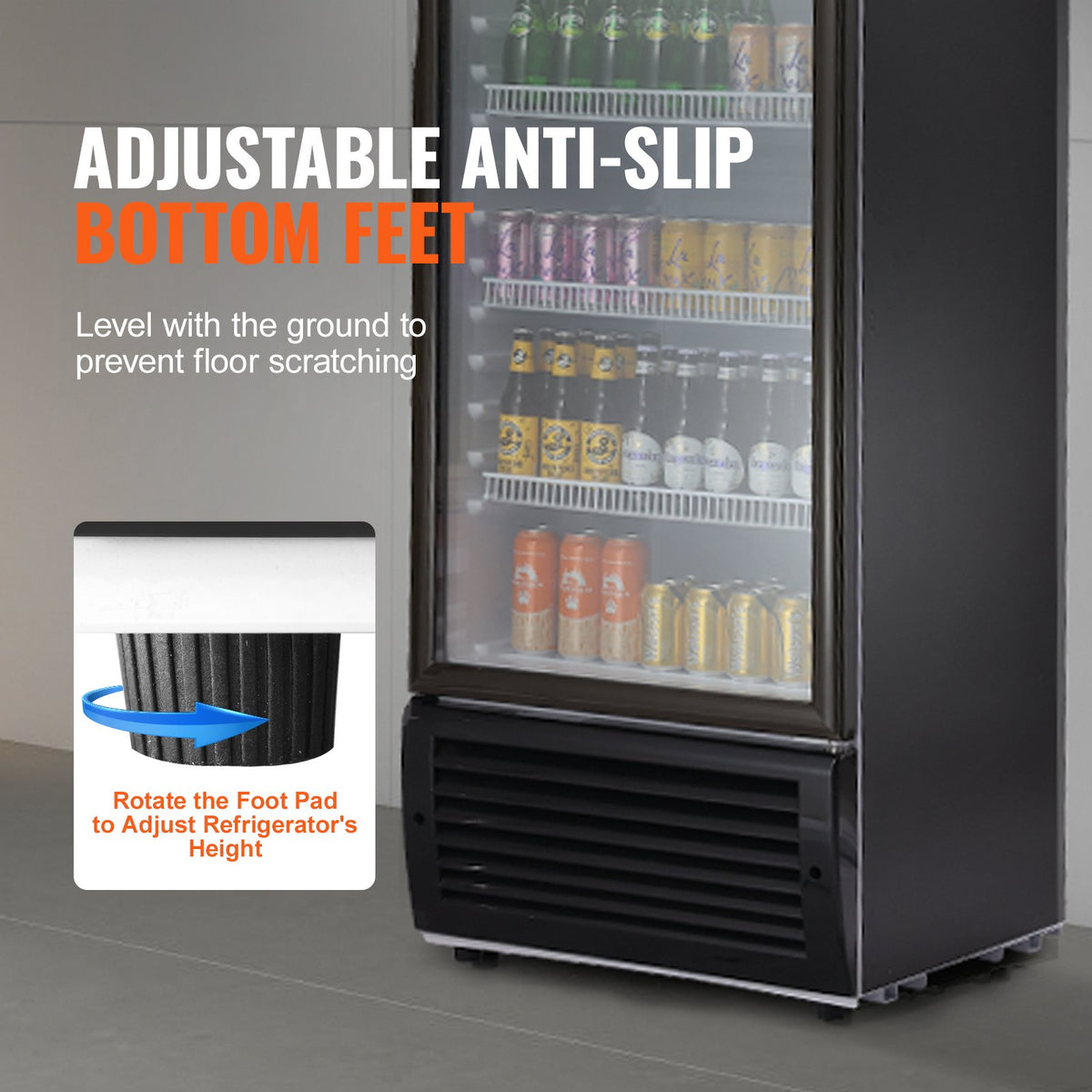 VEVOR Commercial Merchandiser Refrigerator, 14.8 Cu.Ft / 420L Beverage Refrigerator Cooler Merchandiser, Glass Door Display Refrigerator Upright Fridge with 5 Adjustable Shelves, Customizable Lightbox - DMYLZSBX148C6X3QNV1 - view 7