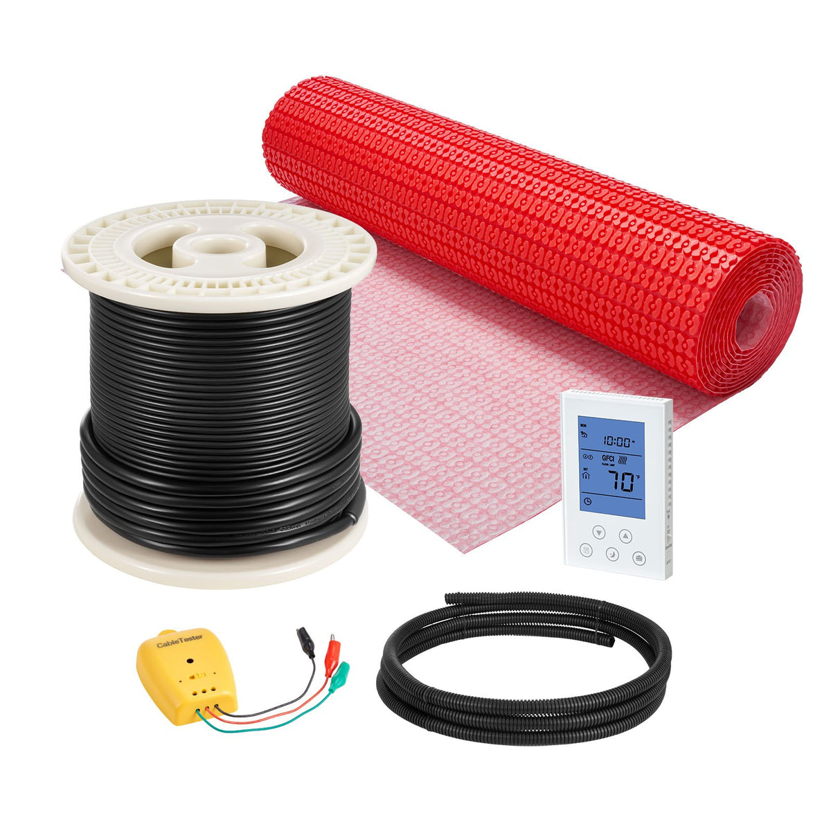 VEVOR 60 sqft Floor Heating Mat System, 120V Electric Radiant Heated Floor System, with Decoupling Membrane & Smart Control Thermostat & Alarm, Easy Installation for Tile, Stone, Vinyl - DNDLJOMTJHJOMF7BZ001V6 - view 1