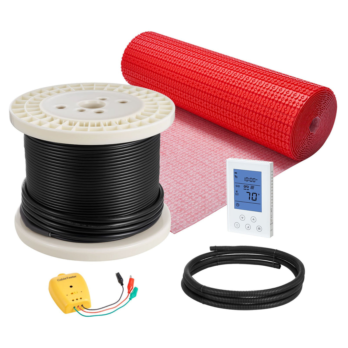VEVOR 100 sqft Floor Heating Mat System, 120V Electric Radiant Heated Floor System, with Decoupling Membrane & Smart Control Thermostat & Alarm, Easy Installation for Tile, Stone, Vinyl - DNDLJOMTJHJOUP09B001V6 - view 1