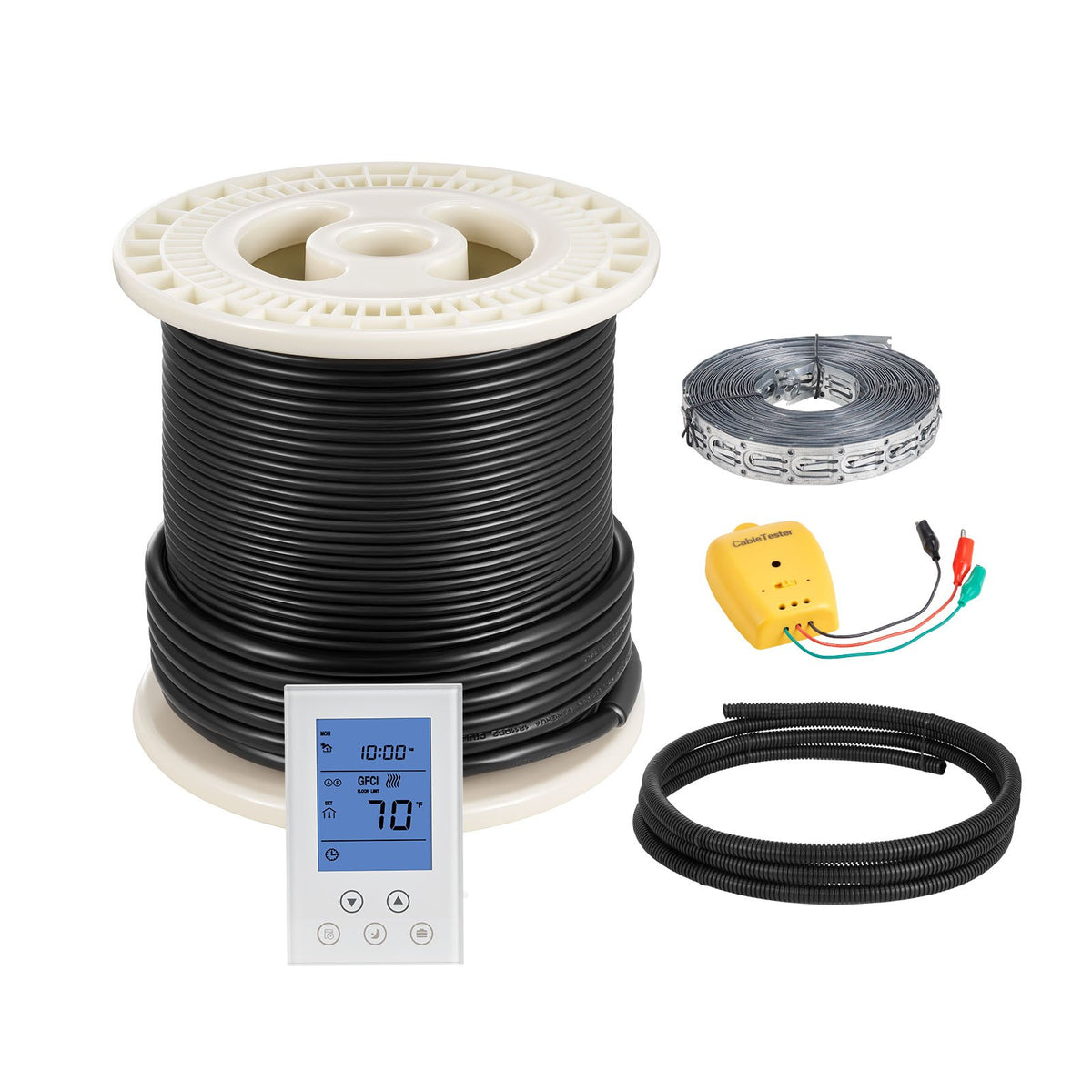 VEVOR 50 sqft Underfloor Heating Cable Kit, 120V Electric Radiant Heated Floor System, with Smart Control Thermostat & Alarm, Easy Installation for Tile, Stone, Vinyl, Home Improvement - DNJRXLTJHCMPKBGS8001V6 - view 1