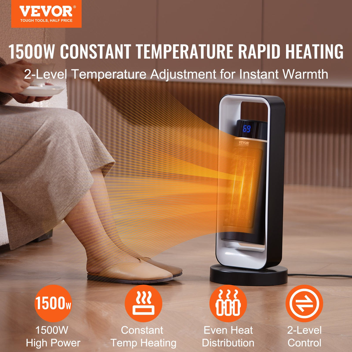 VEVOR Ceramic Heaters - Select Your Configuration - DNKDDJRQ1500PHH13V1 - view 2