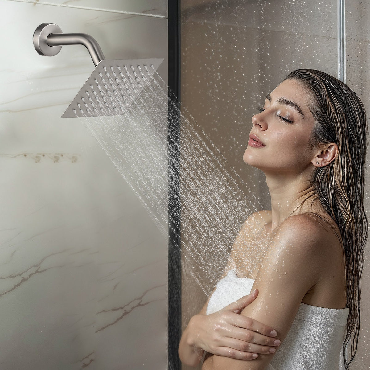 VEVOR Shower Faucet Set, 10 Inch Ceiling Mount Rainfall Shower System with 6 Inch Wall Mount Head and 2 in 1 Handheld Spray, Rotatable 3-Function Dual Rain Head Brass Valve & Trim Kit, Brushed Nickel - DPCPHSPHSTZXDAW4I001V0 - view 9