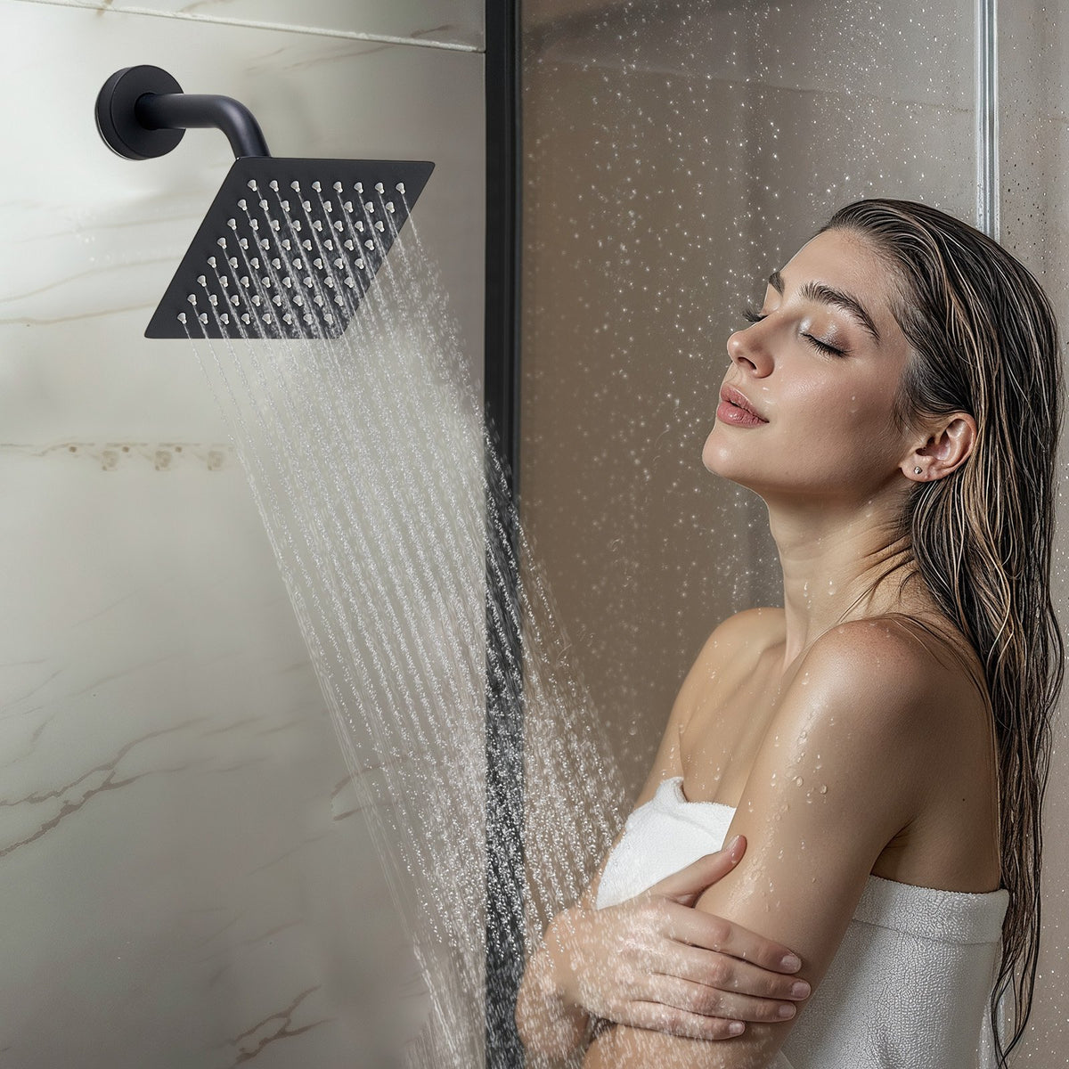 VEVOR Shower Faucet Set, 10 Inch Ceiling Mount Rainfall Shower System with 6 Inch Wall Mount Head and 2 in 1 Handheld Spray, Rotatable 3-Function Dual Rain Head Brass Valve and Trim Kit, Matte Black - DPCPHSPHSTZXNKWAI001V0 - view 9
