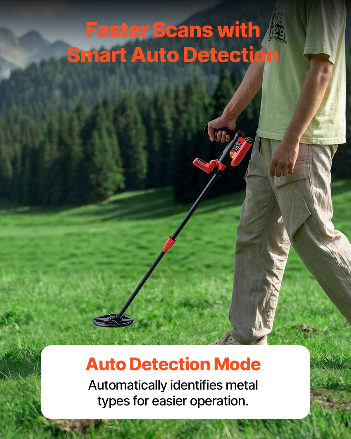 VEVOR Metal Detector, 6", Lightweight Metal Detector with LCD Display, IP68 Waterproof Search Coil, Adjustable 22.8"-33.8" High Accuracy Gold Detector, Easy to Use, for Detecting Gold Treasure Hunting - DPJSTCQ6INCHV1VUS001V9 - view 4