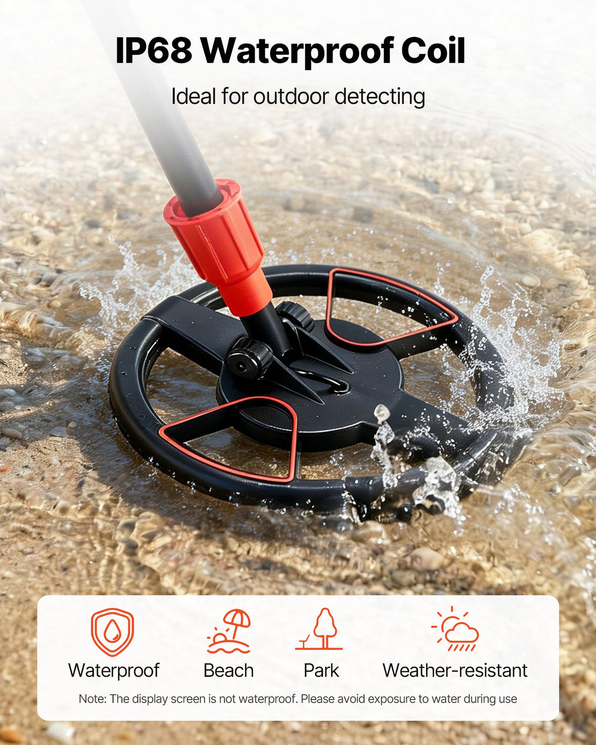 VEVOR Metal Detector, 6", Lightweight Metal Detector with LCD Display, IP68 Waterproof Search Coil, Adjustable 22.8"-33.8" High Accuracy Gold Detector, Easy to Use, for Detecting Gold Treasure Hunting - DPJSTCQ6INCHV1VUS001V9 - view 7