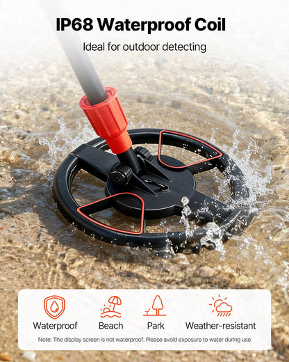 VEVOR Metal Detector, 6", Lightweight Metal Detector with LCD Display, IP68 Waterproof Search Coil, Adjustable 22.8"-33.8" High Accuracy Gold Detector, Easy to Use, for Detecting Gold Treasure Hunting - DPJSTCQ6INCHV1VUS001V9 - view 7