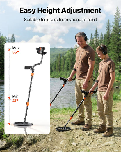 VEVOR Metal Detector for Adults, 10", Professional High Accuracy Gold Detector, IP68 Waterproof Search Coil with Display, Headphones, 5 Modes, Adjustable Length, for Detecting Gold Treasure Hunting - DPJSTCQJB10ID7GHN001V9 - view 6