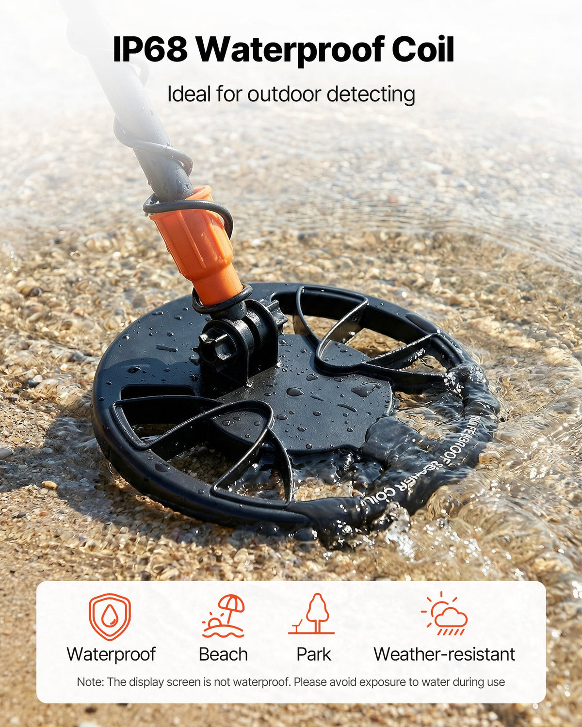 VEVOR Metal Detector for Adults, 8", Professional High Accuracy Gold Detector, IP68 Waterproof Search Coil with Display, Headphones, 3 Modes, Adjustable Length, for Detecting Gold Treasure Hunting - DPJSTCQJB8INL7VXF001V9 - view 7
