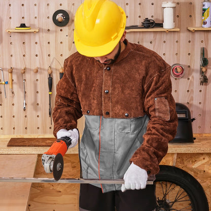 VEVOR Leather Welding Cape Sleeve, Heavy Duty Flame Resistant Cowhide Safety Cape Sleeves for Men Women, Heat-Resistant for Welding, Blacksmithing, Woodworking, Gardening, XL-Size - DPKDPKNPXLM0BW738001V0 - view 9