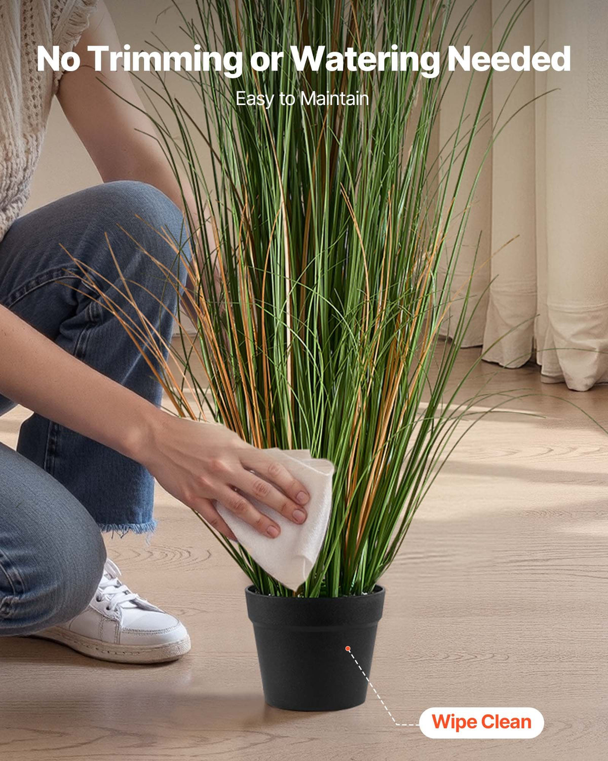VEVOR Artificial Grass Plant, 2 Pack 59 inch Faux Reed Flower Grass in Pot, Premium PVC Fake Greenery Shrubs Plant for Indoor Outdoor House Home Garden Office Room Décor, Housewarming, Green - DPKLWHLS59IND2ABK001V0 - view 6