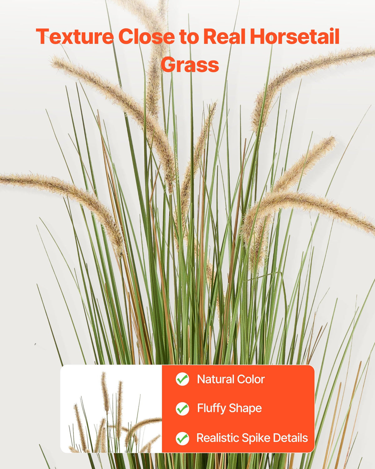 VEVOR Artificial Grass Plant, 2 Pack 47 inch Horsetail Reed Grass in Pot, Premium PVC Faux Fake Greenery Shrubs Plant for Indoor Outdoor House Home Garden Office Room Décor, Housewarming, Green - DPKMWCLS47INQSMT0001V0 - view 4