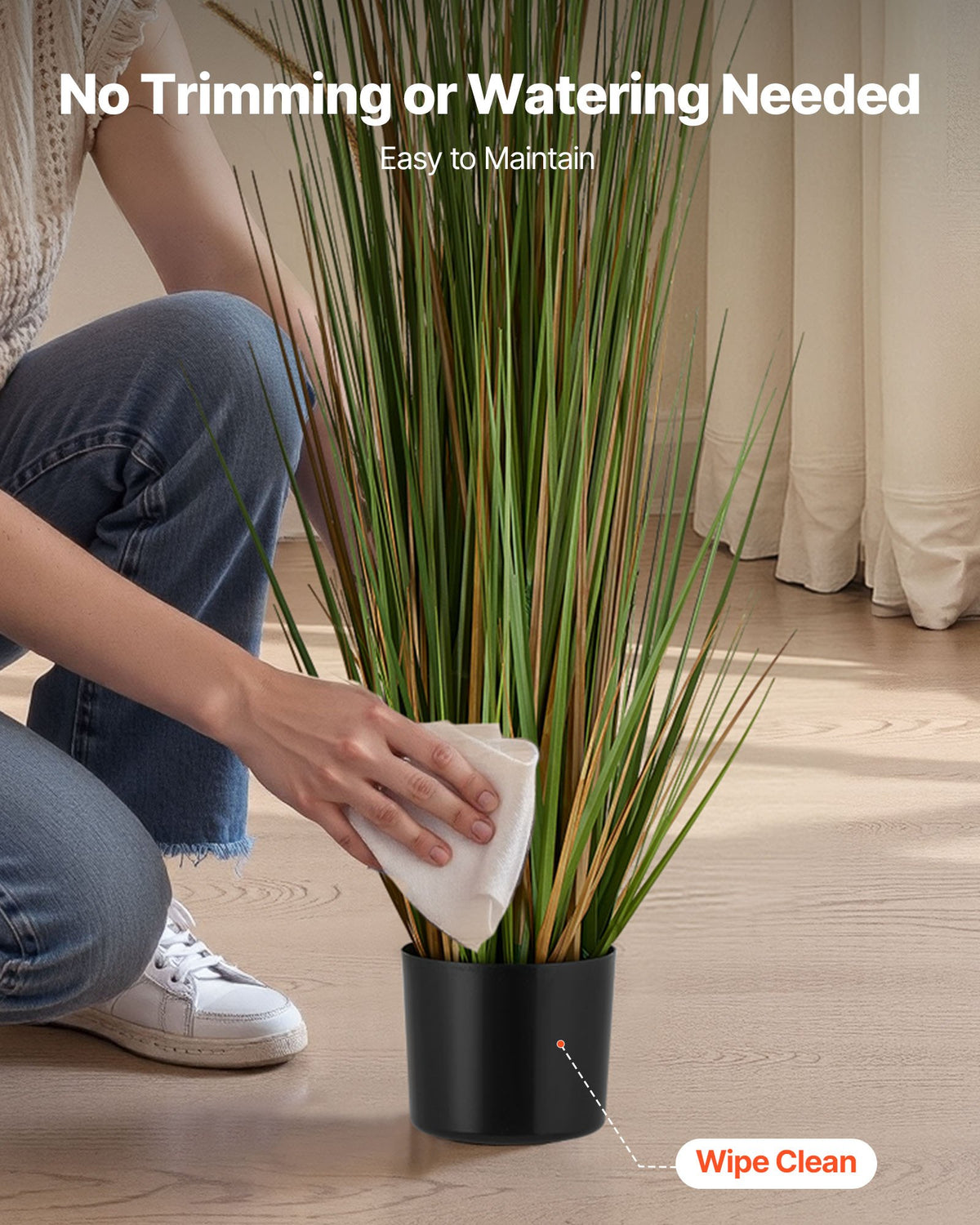 VEVOR Artificial Grass Plant, 2 Pack 47 inch Horsetail Reed Grass in Pot, Premium PVC Faux Fake Greenery Shrubs Plant for Indoor Outdoor House Home Garden Office Room Décor, Housewarming, Green - DPKMWCLS47INQSMT0001V0 - view 6