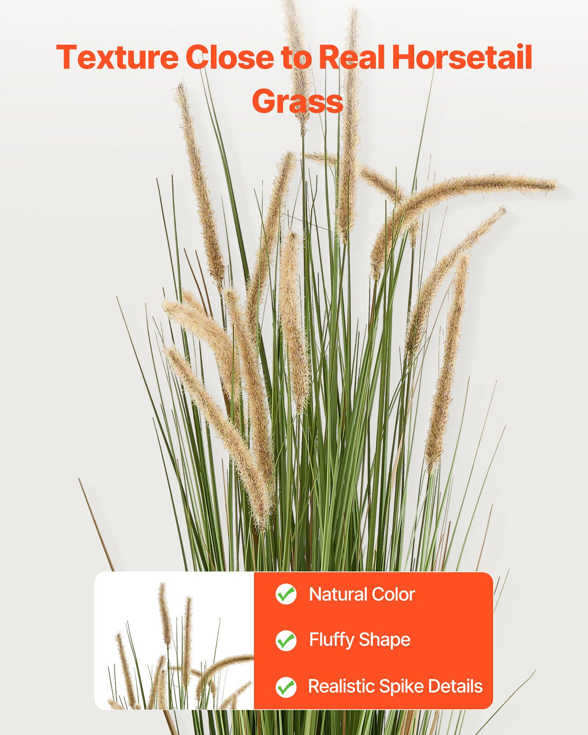 VEVOR Artificial Grass Plant, 2 Pack 59 inch Horsetail Reed Grass in Pot, Premium PVC Faux Fake Greenery Shrubs Plant for Indoor Outdoor House Home Garden Office Room Décor, Housewarming, Green - DPKMWCLS59INN4HXO001V0 - view 4