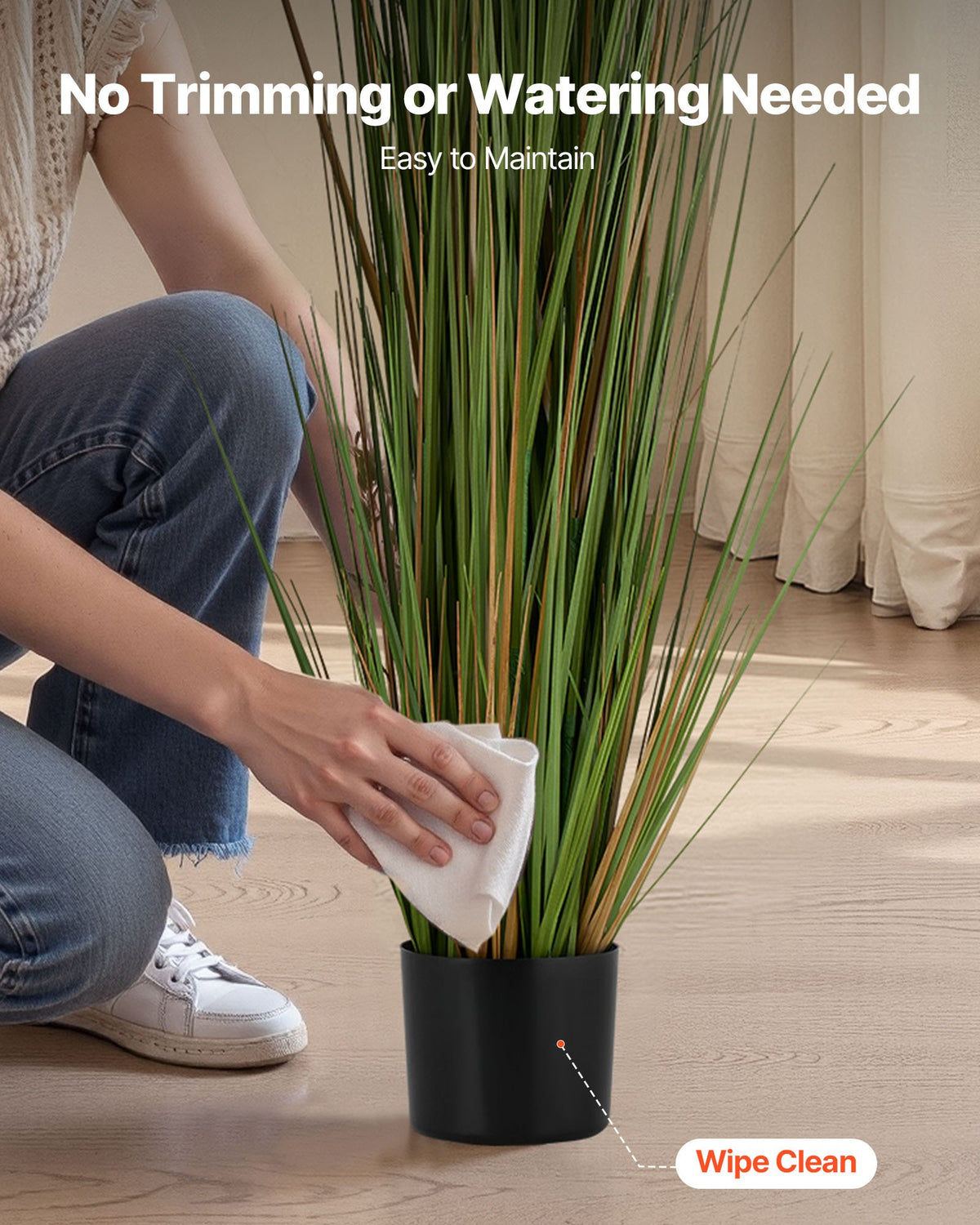 VEVOR Artificial Grass Plant, 2 Pack 59 inch Horsetail Reed Grass in Pot, Premium PVC Faux Fake Greenery Shrubs Plant for Indoor Outdoor House Home Garden Office Room Décor, Housewarming, Green - DPKMWCLS59INN4HXO001V0 - view 6