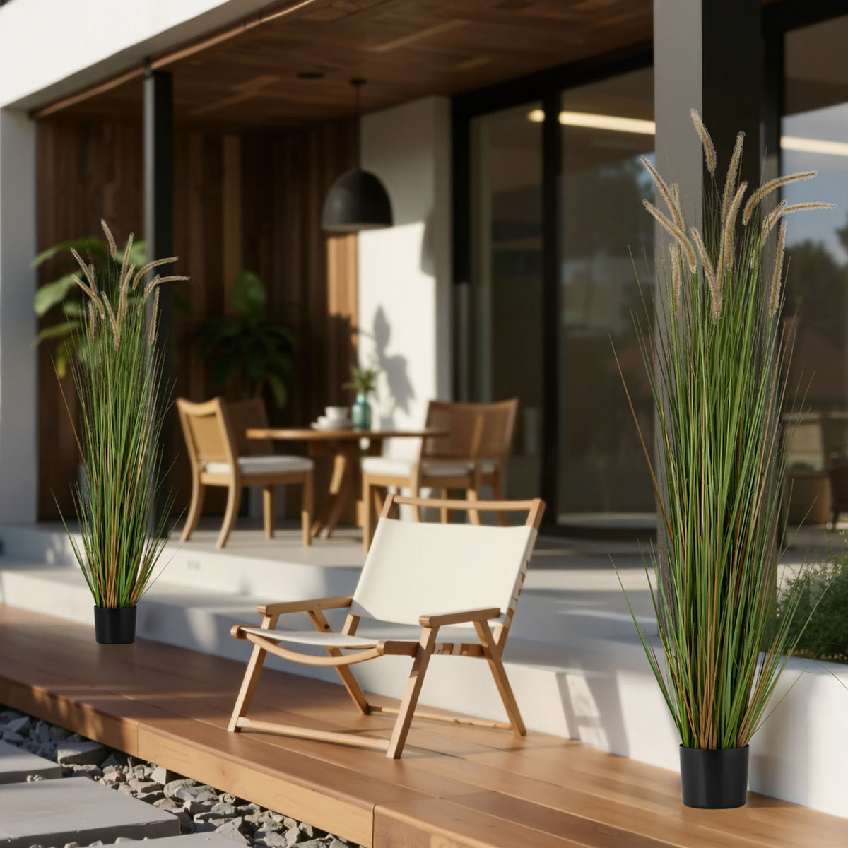 VEVOR Artificial Grass Plant, 2 Pack 59 inch Horsetail Reed Grass in Pot, Premium PVC Faux Fake Greenery Shrubs Plant for Indoor Outdoor House Home Garden Office Room Décor, Housewarming, Green - DPKMWCLS59INN4HXO001V0 - view 9