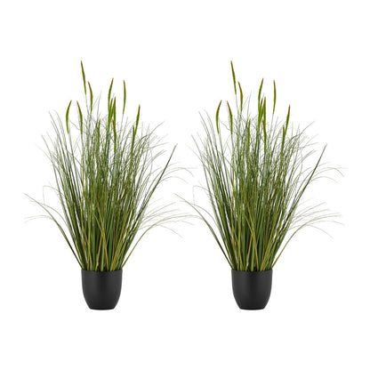 VEVOR Artificial Grass Plant, 2 Pack 35 inch Cattail Grass in Pot, Premium PVC Faux Fake Greenery Shrubs Plant for Indoor Outdoor House Home Garden Office Room Décor, Housewarming, Green - DPKXPLWCLS35CCHPH001V0 - view 1