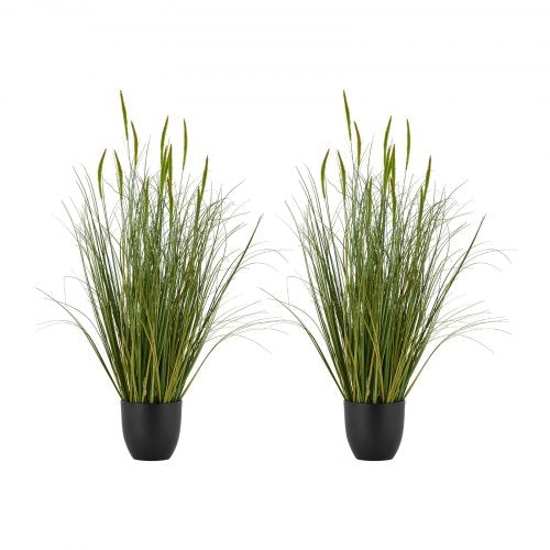 VEVOR Artificial Grass Plant, 2 Pack 35 inch Cattail Grass in Pot, Premium PVC Faux Fake Greenery Shrubs Plant for Indoor Outdoor House Home Garden Office Room Décor, Housewarming, Green - DPKXPLWCLS35CCHPH001V0 - view 2
