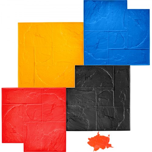 VEVOR Concrete Texturing Skin, 24\"x24\" Concrete Stamps Mats Set, Polyurethane Concrete Stamping Mats, Slate Concrete Stamps, 4 PCS Realistic Concrete Texture Mat, Concrete Stamps for Walls/Floors - DPMJ-2424-CF-4ZZ1V0 - view 2