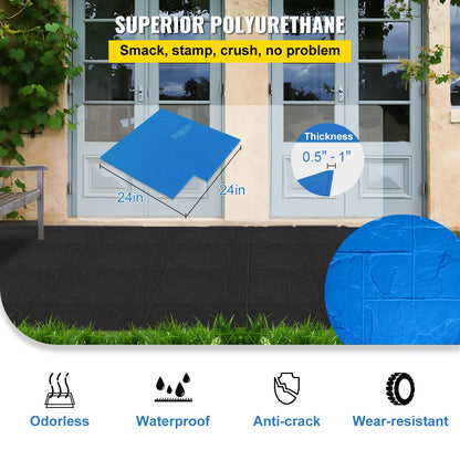 VEVOR Concrete Texturing Skin, 24\"x24\" Concrete Stamps Mats Set, Polyurethane Concrete Stamping Mats, Slate Concrete Stamps, 4 PCS Realistic Concrete Texture Mat, Concrete Stamps for Walls/Floors - DPMJ-2424-CF-4ZZ1V0 - view 5